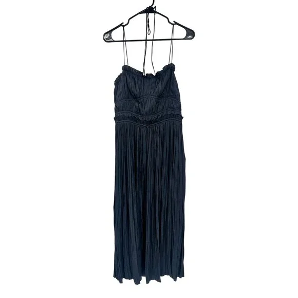 Ulla Johnson Neveah Ruffle Midi Dress Midnight Black Sleeveless Flowy Size 6 - Picture 2 of 6